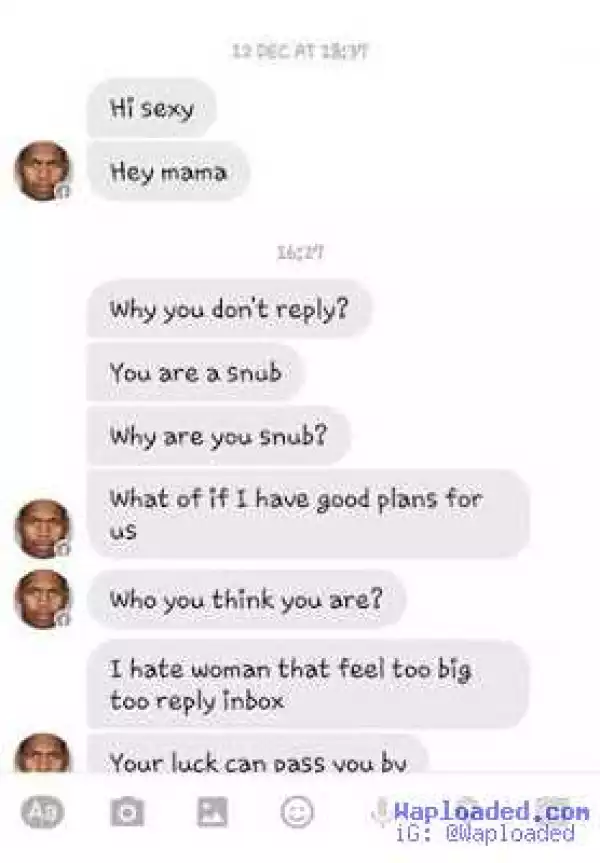 Check out the messages a lady received from a man because she didn
